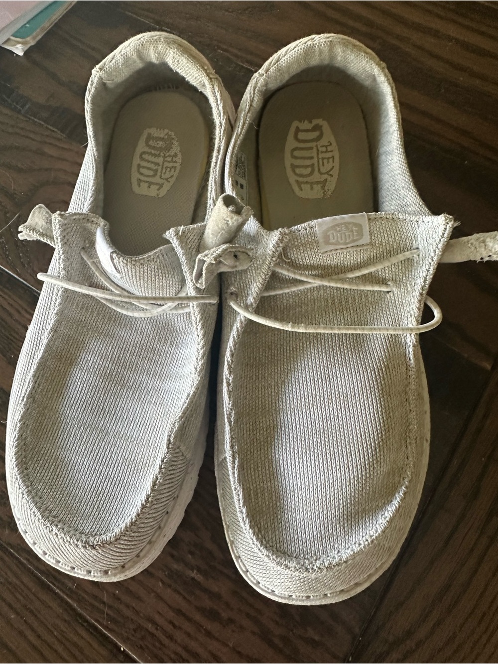 Hey Dude Women's Light Beige Canvas Moccasins